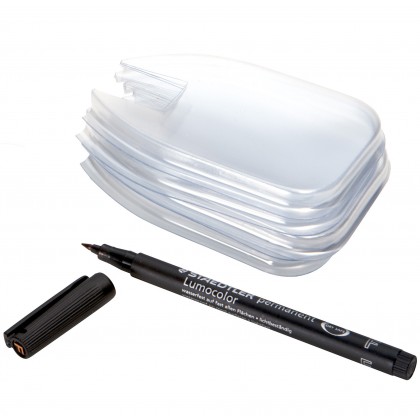 Alma Denture Gauge Plastic Sleeves Kit - 50 Sleeves + Marker Pen (20003)