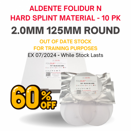 Aldente Folidur N Hard Splint / Aligner Material - 2.0mm (0.080”) - 125mm Round - Clear - 1 x Pack 10 (581-012-302-125RD) *** OUT OF DATE STOCK - FOR TRAINING PURPOSES ***