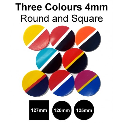 Mouthguard Blanks 4mm - 3 COLOUR / 3 STRIPES (Round or Square Options) - 1pc