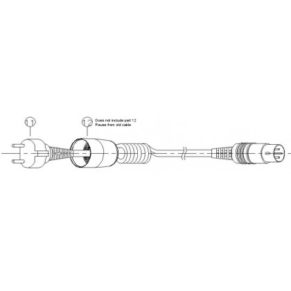 Saeshin Brushed Handpiece - CABLE ONLY - Spring Lead / Cable Sparepart - 3 Pin Male - BLACK - 1pc - Suits H400, H450