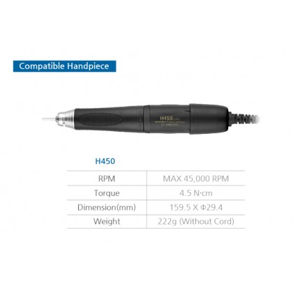 Saeshin Strong H450 - 45,000 RPM Carbon Brush - Handpiece Replacement Only - 3 Pin Male