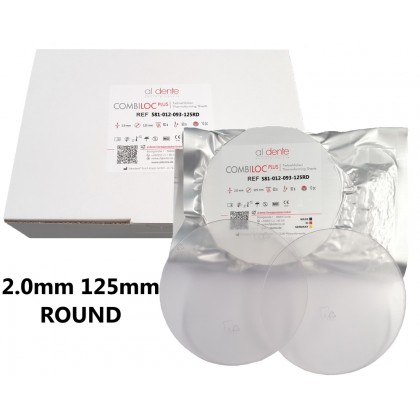 Aldente Combiloc Plus Dual Layer (Hard / Soft) Splint Material - 2.0mm - Round 125mm - Clear - Pack 10 (581-012-093-125RD)