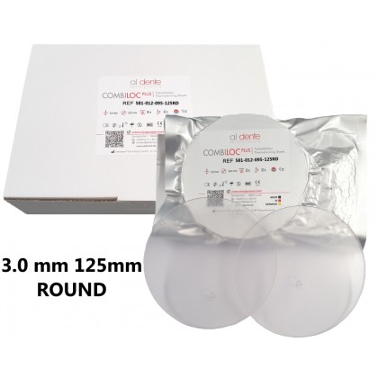 Aldente Combiloc Plus Dual Layer (Hard / Soft) Splint Material - 3.0mm - Round 125mm - Clear - Pack 10 (581-012-095-125RD)