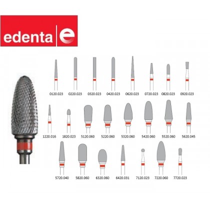 Edenta TC Cross Cut Burs - Fine - Red Band - 1pc - Options Available