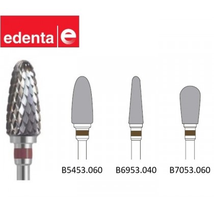 Edenta TC Cross Cut Burs - Fine/Coarse - Dark Red Band - 1pc - Options Available