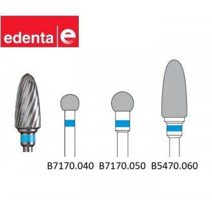 Edenta TC Plain Cut Burs - Standard - Blue Band - 1pc - Options Available