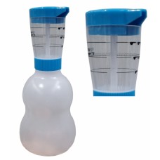 MOTION / FINO Alginate Mixer Water Measuring Dosing Bottle – Blue Lid - 400ml (MOTION Style - Bulbus Bottom) Squeeze Type with SCOOP / ML Measure Lines - 1pc