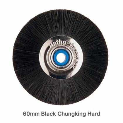 Hatho Single Row Slimline Lathe Brush 60mm – Black Chungking Hog Bristle Hard (Blue Plastic Hub) – REF 121 60 - 12 Pack