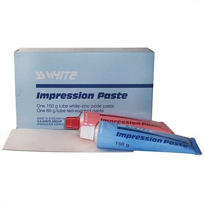 SS White Impression Paste Zinc Oxide Eugenol (Base White Zinc Oxide Past 150gm - Catalyst Red Eugenol Past 60gm) 210g - WHILE STOCK LASTS - DISCONTINUED BY MANUFACTURER