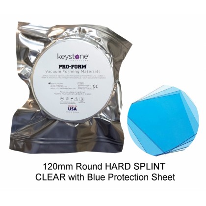 Keystone Proform USA Splint Hard Material 1.0mm or 1.5mm - Clear (Blue Protection Sheet) - Hard - ROUND 120mm - Pack of 25