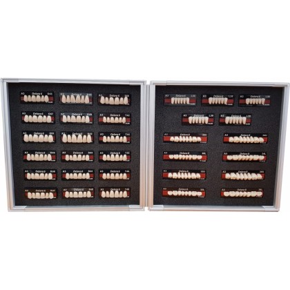 Kulzer Delara 6/8 Acrylic Teeth Range - Aluminium Display Case ‐ Living Mould Case - Standard Setup Shade A3 (Shade can be changed if needed) - (23 Ants & 8 Post Sets) - 66077519