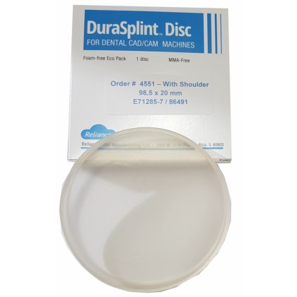 Reliance DuraSplint Milling CAD CAM Disc (Niteguard and Splint Material) - 98.5mm x 20mm WITH SHOULDER RIM (4551) - 1pc